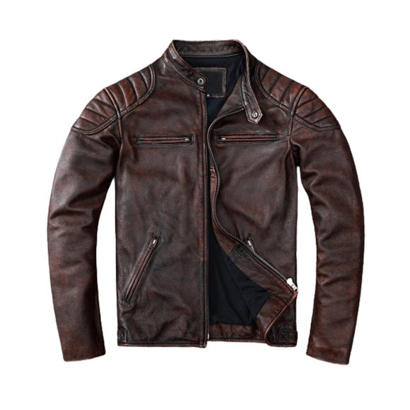 Bashwood Handmade Dark Brown Leather Shaded Jacket For Men - Picture 4 of 4